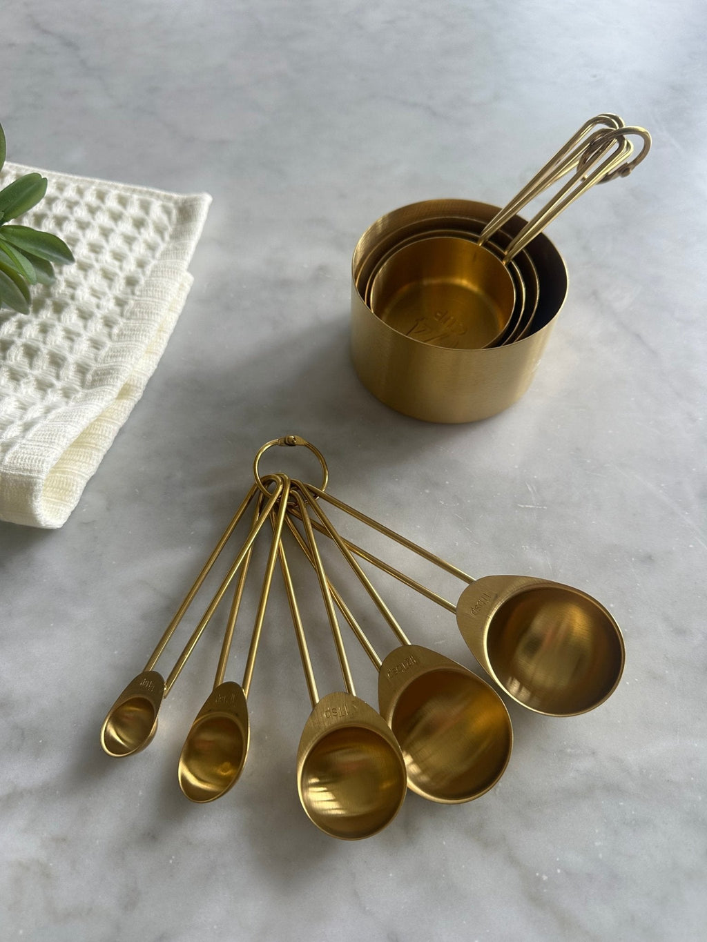 Solid Gold Measuring Cups & Spoons, Set of 9 - Sweet Water Decor - Measuring Cups