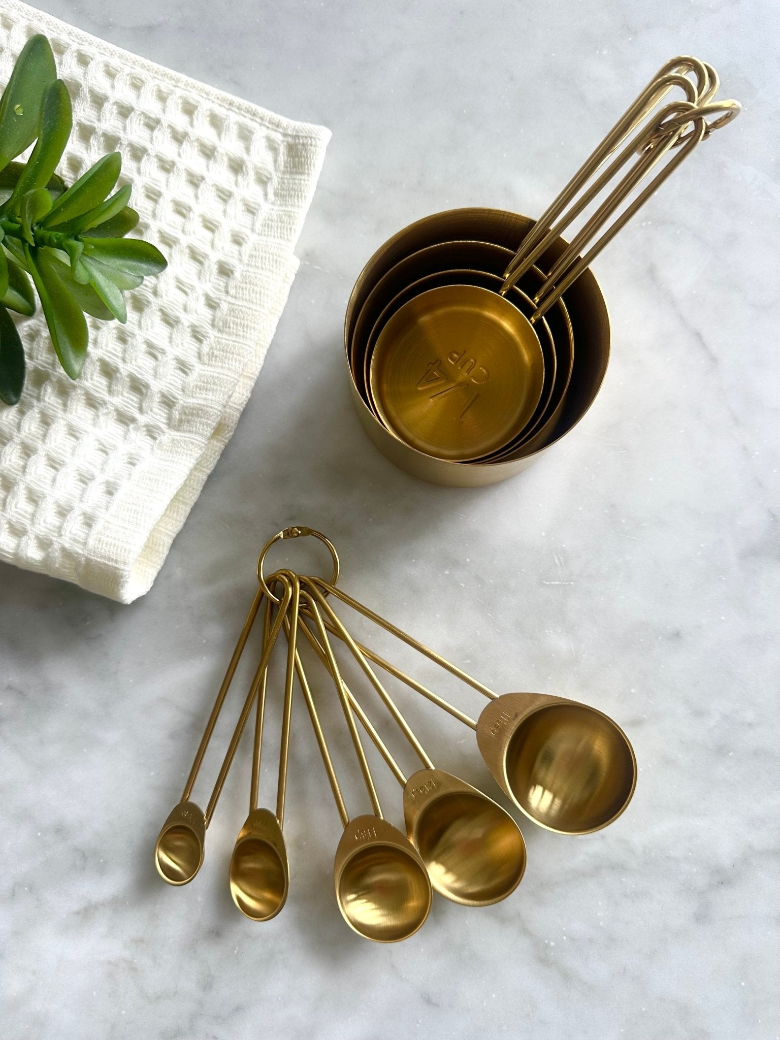 Solid Gold Measuring Cups & Spoons, Set of 9 - Sweet Water Decor - Measuring Cups