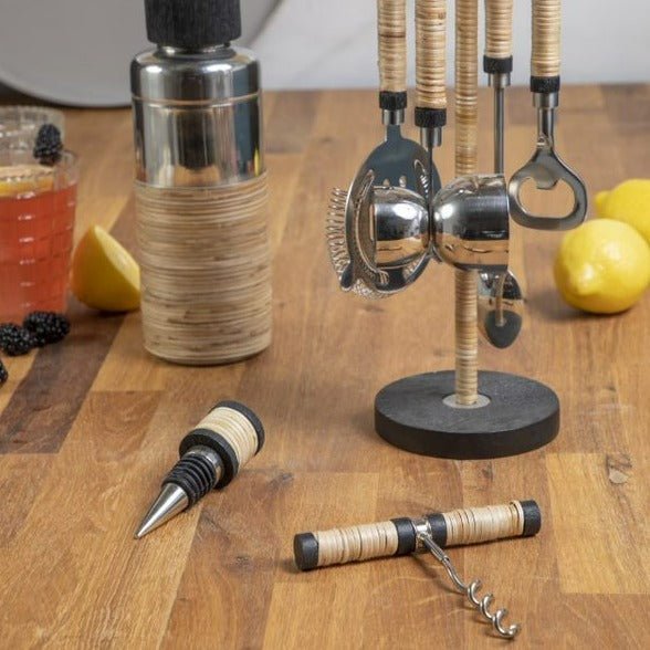 Bailey Rattan Hanging Bar Tool Set - Sweet Water Decor - Kitchen Accessories