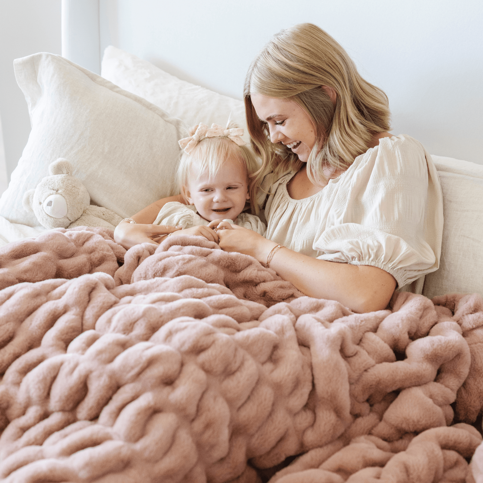 DOUBLE RUCHED FAUX FUR THROW BLANKETS - Sweet Water Decor - Blankets