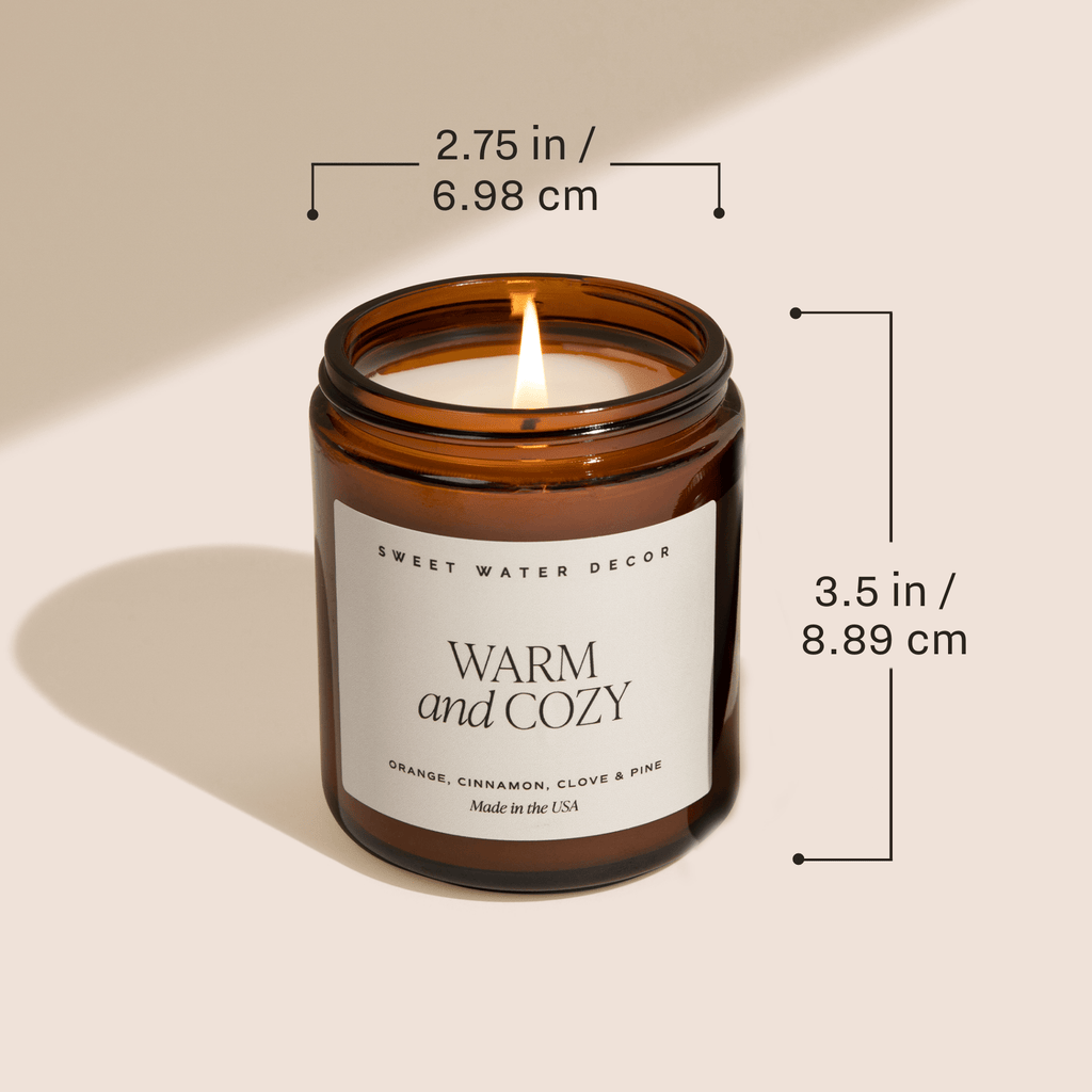 Warm and Cozy Soy Candle - Amber Jar - 9 oz - Sweet Water Decor - Candles
