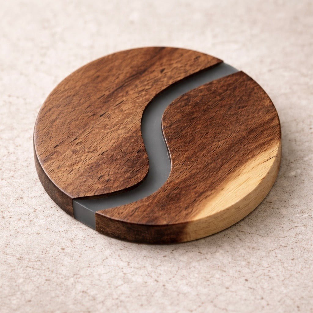Wood & Clear Resin Coasters Set of 4 - Sweet Water Decor - coasters