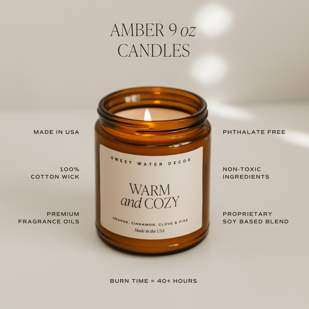 Holiday Soy Candle - Amber Jar - 9 oz - Sweet Water Decor - Candles