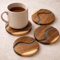 Wood & Clear Resin Coasters Set of 4 - Sweet Water Decor - coasters