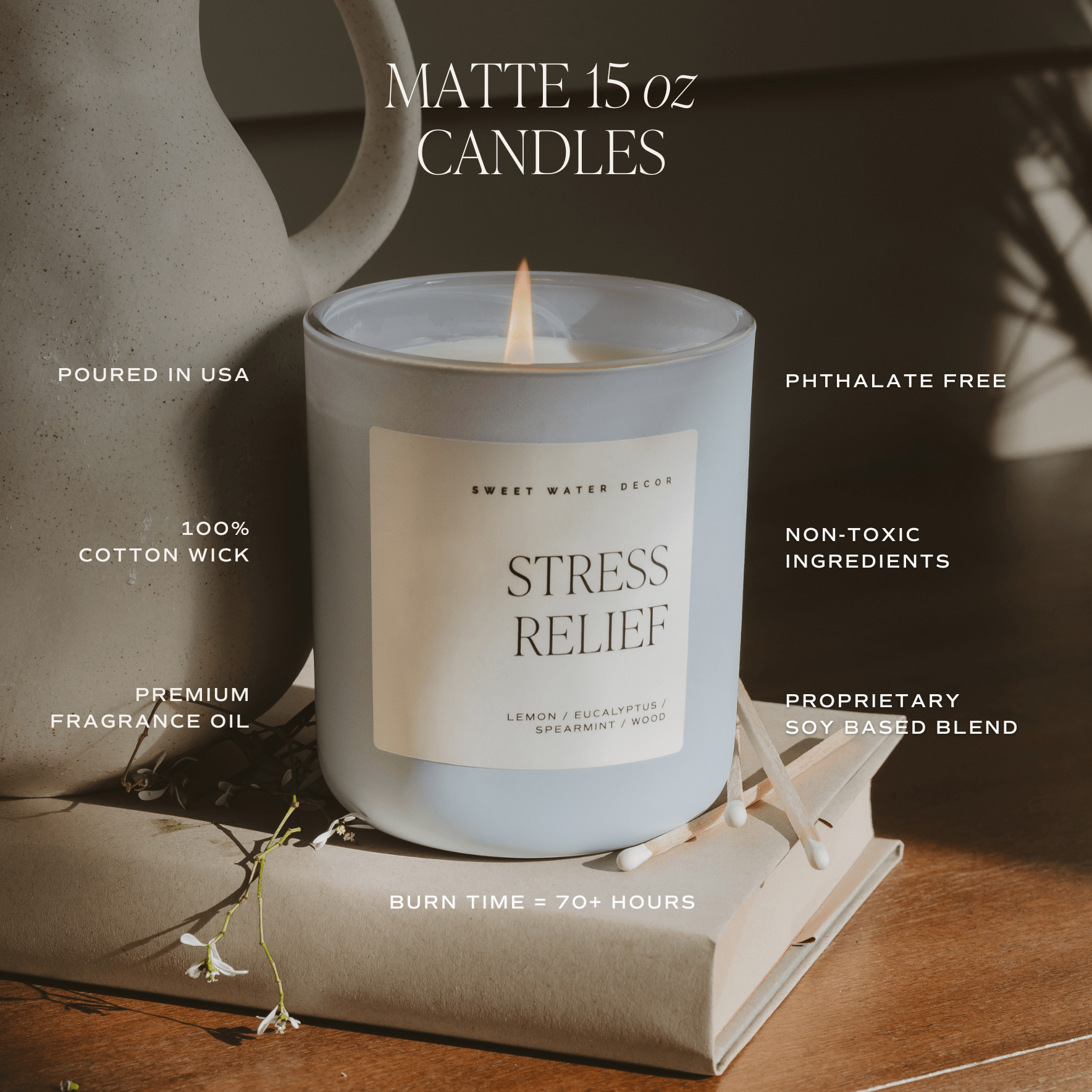 Forever and Always Soy Candle - Blue Matte Jar - 15 oz - Sweet Water Decor - Candles
