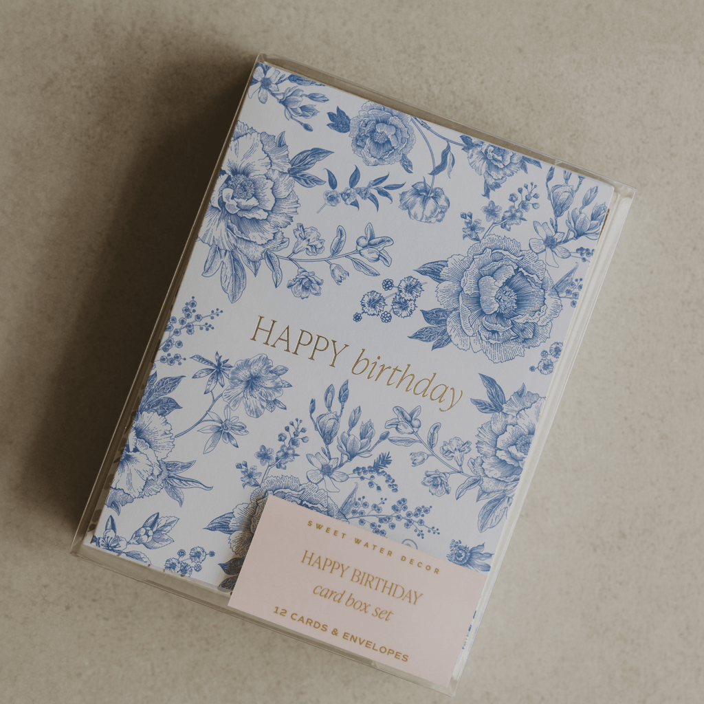 Assorted Happy Birthday Boxed Card Set - Pack of 12 - Sweet Water Decor - GREETING CARDS