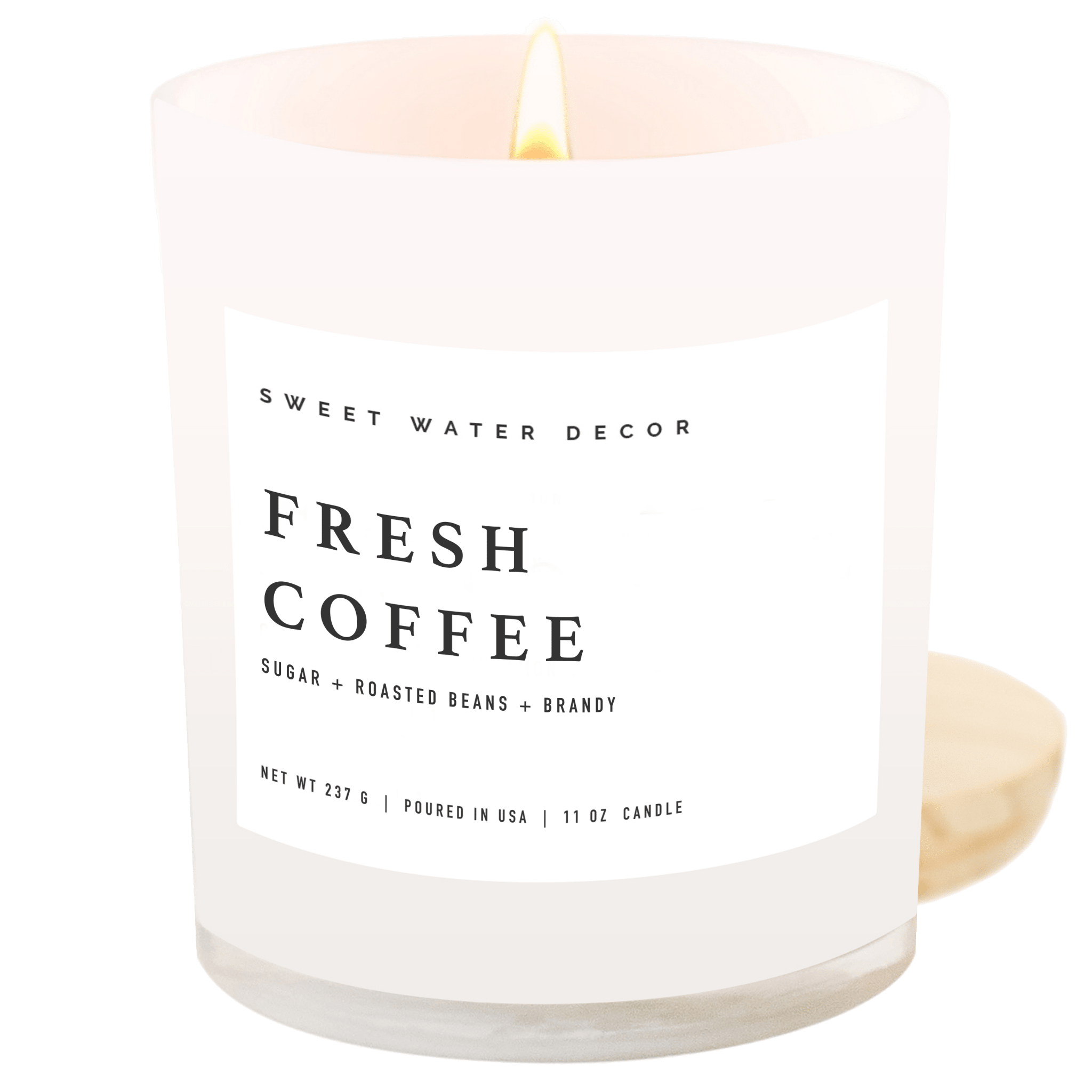 Fresh Coffee Soy Candle - White Jar - 11 oz - Sweet Water Decor - Candles