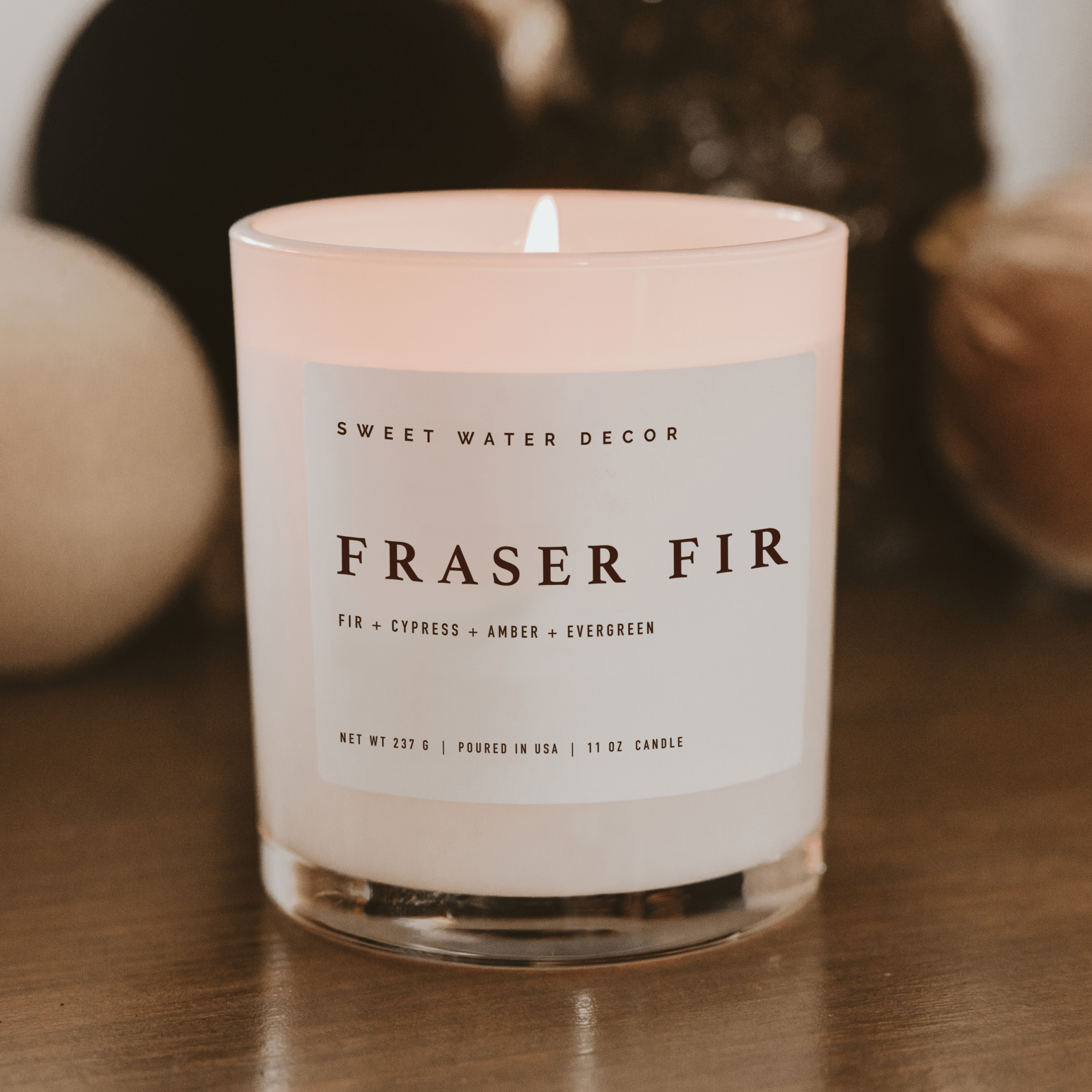 Fraser Fir Soy Candle - White Jar - 11 oz - Sweet Water Decor - Candles