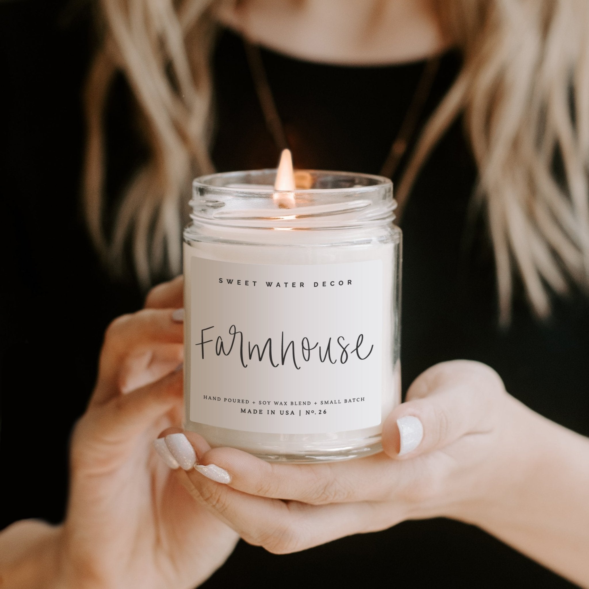 Farmhouse Soy Candle - Clear Jar - 9 oz - Sweet Water Decor - Candles