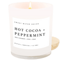 Hot Cocoa and Peppermint Soy Candle - White Jar - 11 oz - Sweet Water Decor - Candles
