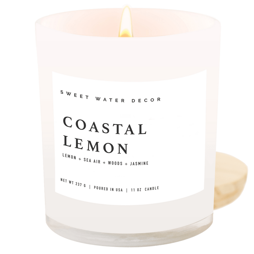 Coastal Lemon Soy Candle - White Jar - 11 oz - Sweet Water Decor - Candles