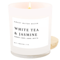 White Tea and Jasmine Soy Candle - White Jar - 11 oz - Sweet Water Decor - Candles