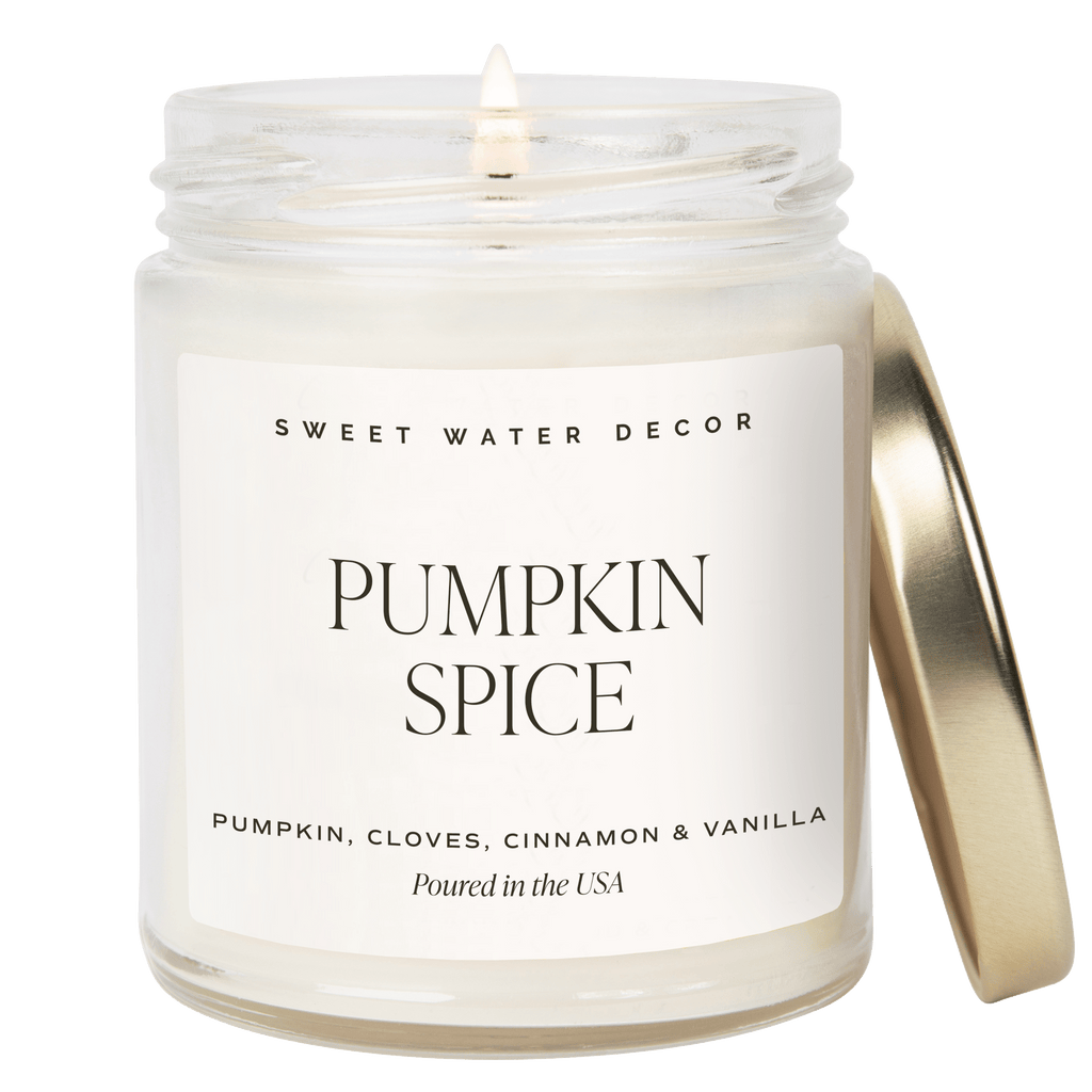 Pumpkin Spice Soy Candle | 9oz. Clear Jar - Sweet Water Decor - Candles