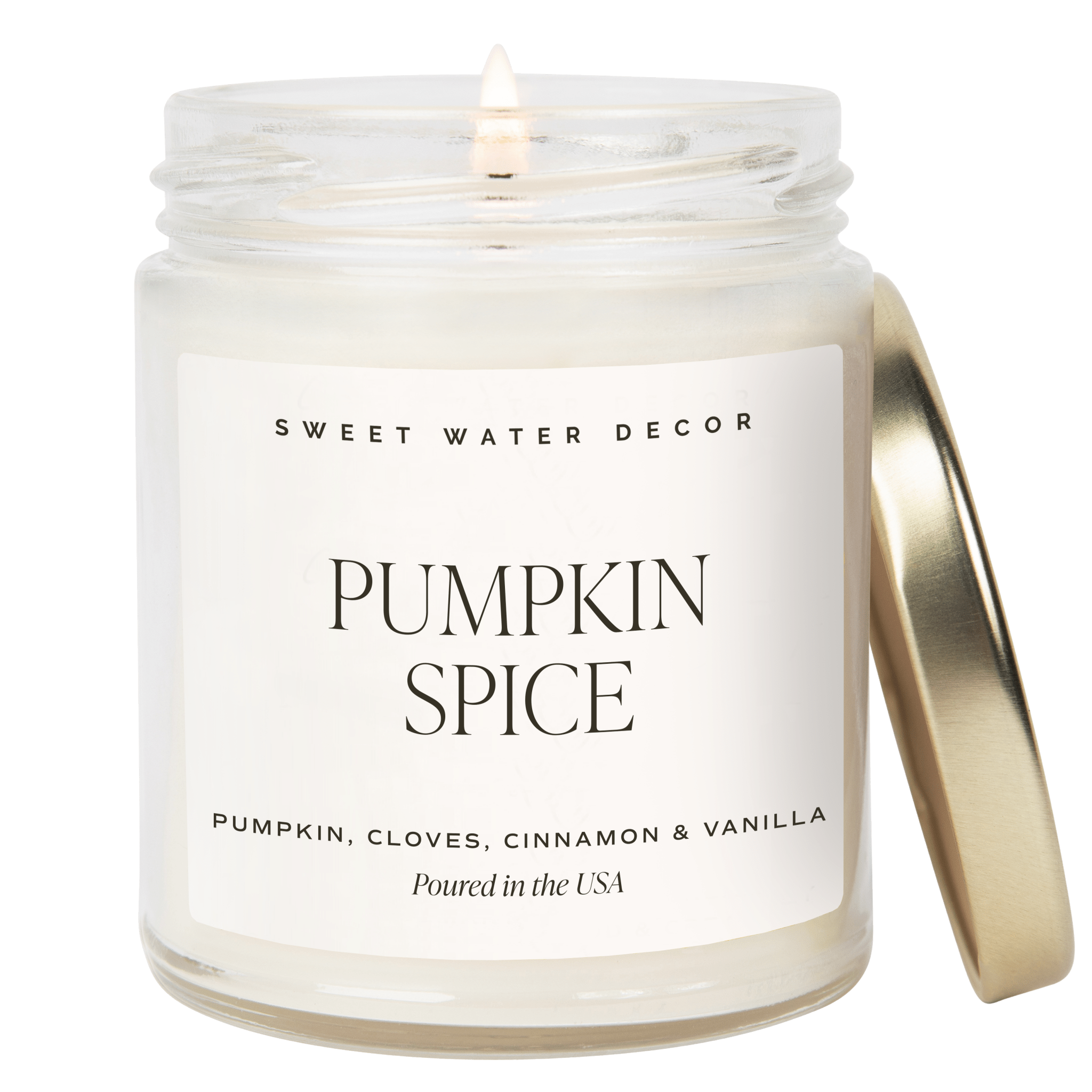 Pumpkin Spice Soy Candle | 9oz. Clear Jar - Sweet Water Decor - Candles
