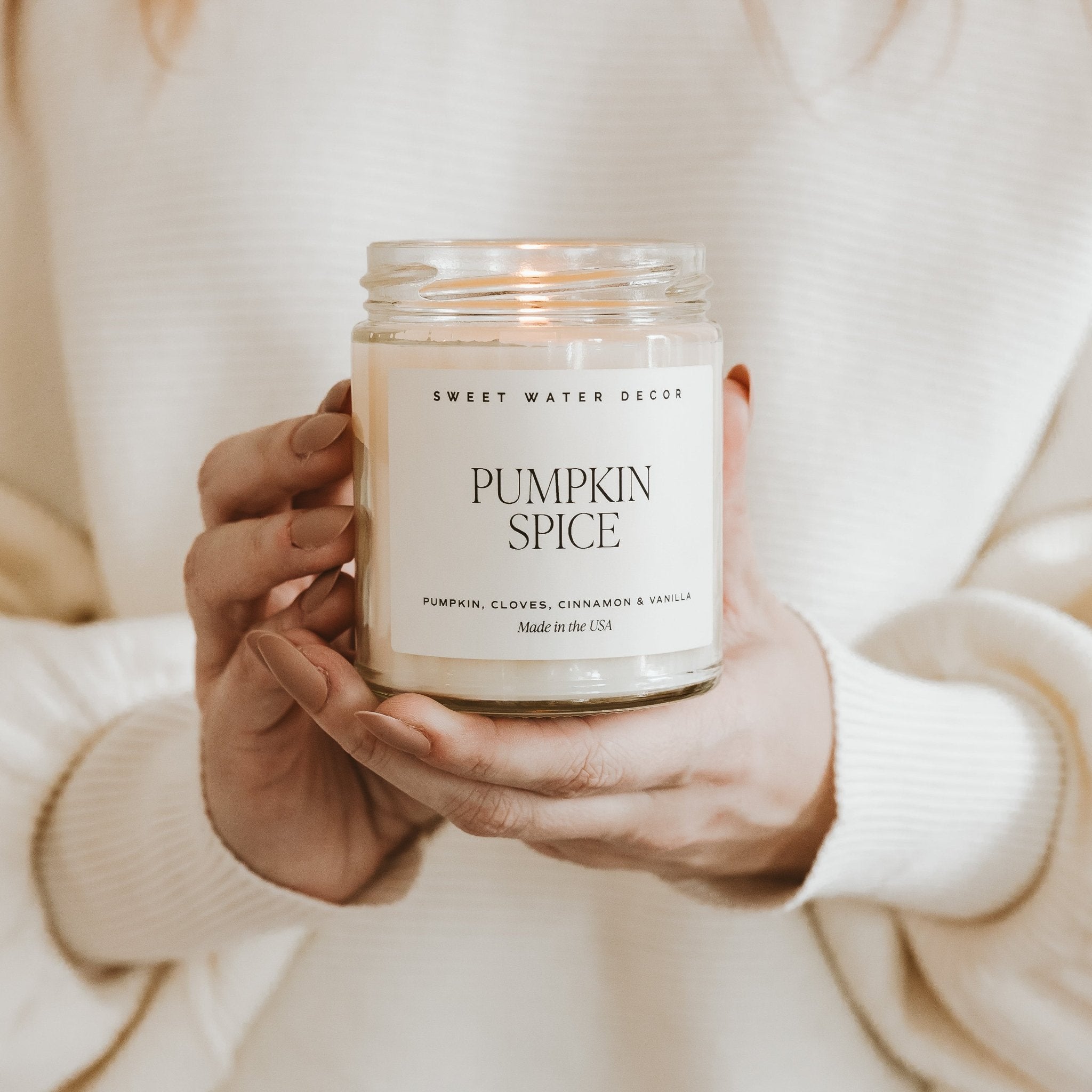 Pumpkin Spice Soy Candle | 9oz. Clear Jar THON - Sweet Water Decor - Candles