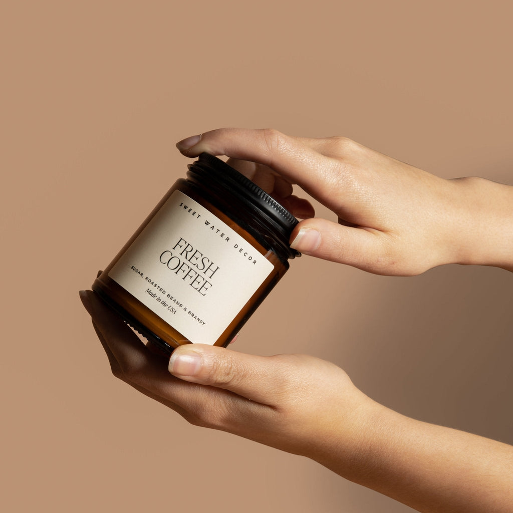 Fresh Coffee Soy Candle - Amber Jar - 9 oz - Sweet Water Decor - Candles