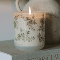 Green Delft Soy Candle - White Translucent Tinted Glass Jar - 12 oz (Lavender and Sage) - Sweet Water Decor - Candles