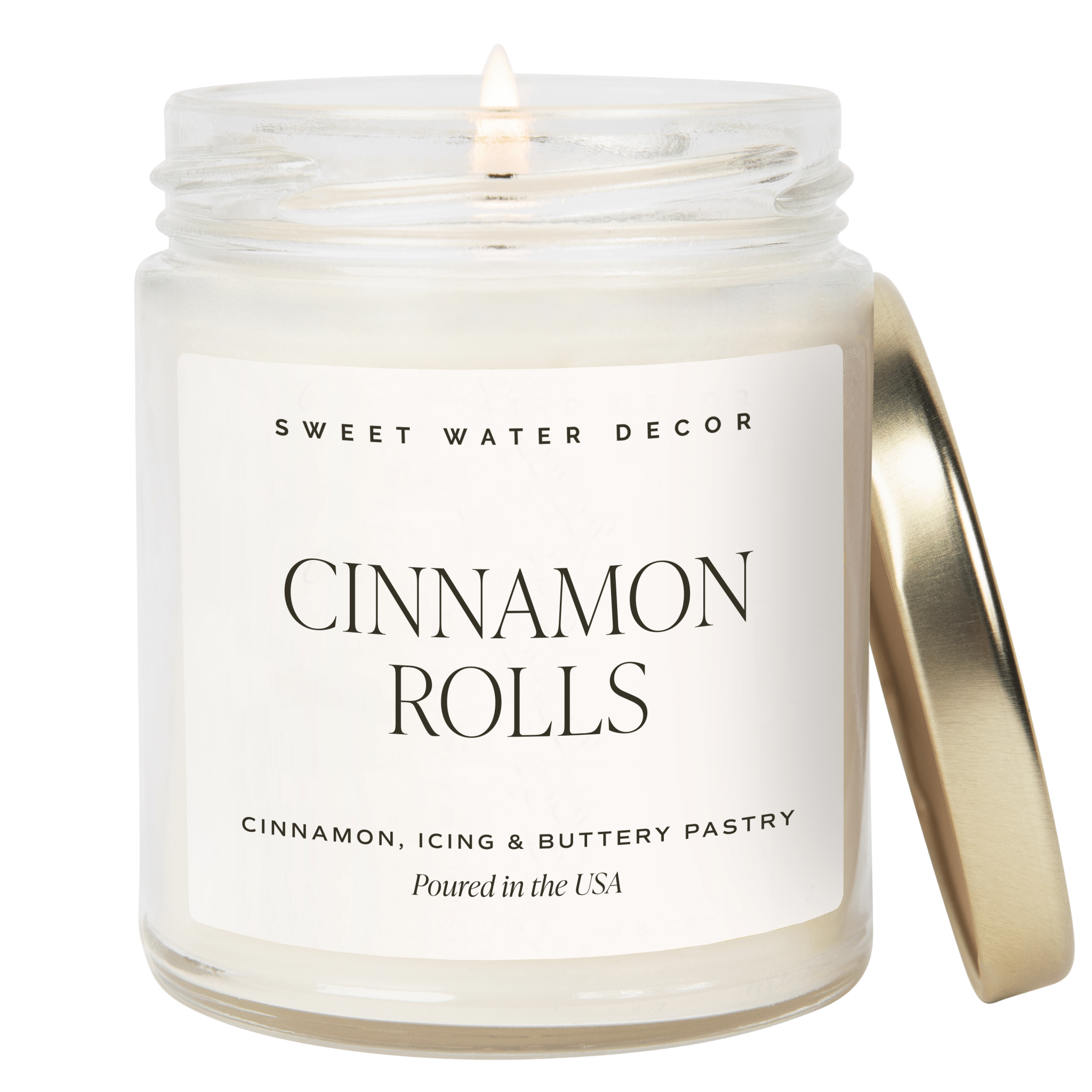 Cinnamon Rolls Soy Candle - Clear Jar - 9 oz - Sweet Water Decor - Candles