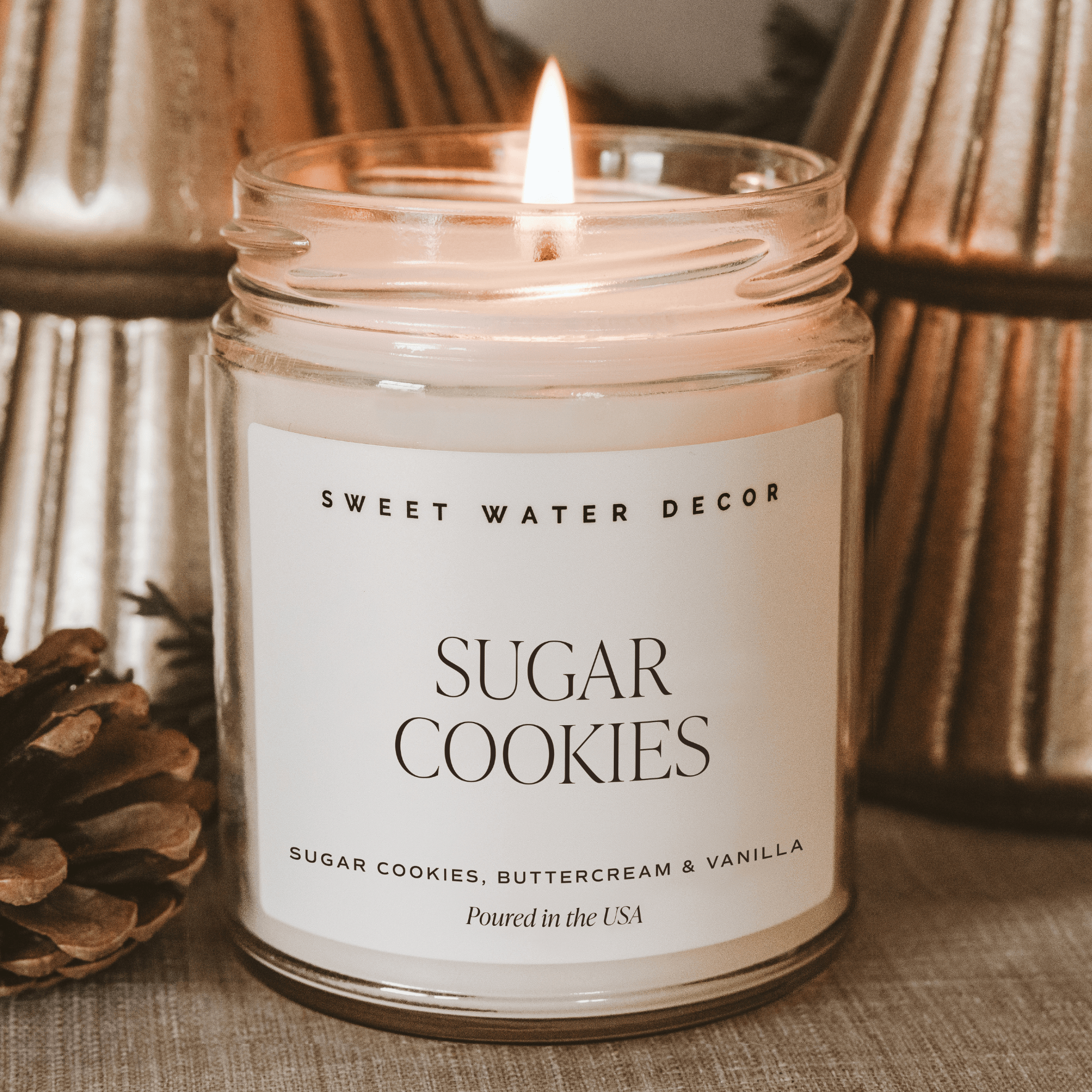 Sugar Cookies Soy Candle - Clear Jar - 9 oz - Sweet Water Decor - Candles