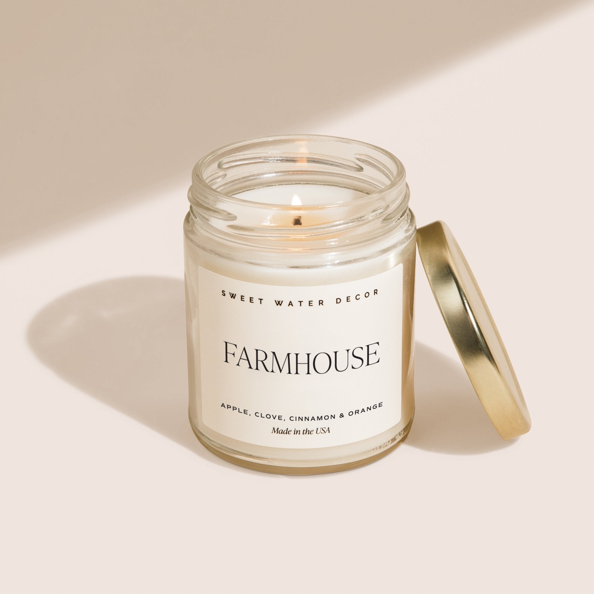 Farmhouse Soy Candle - Clear Jar - 9 oz - Sweet Water Decor - Candles