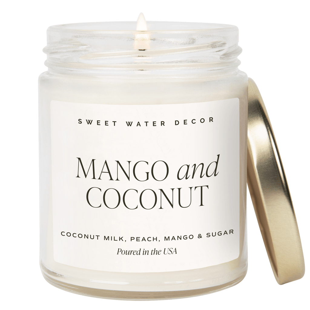 Mango and Coconut Soy Candle - Clear Jar - 9 oz - Sweet Water Decor - Candles