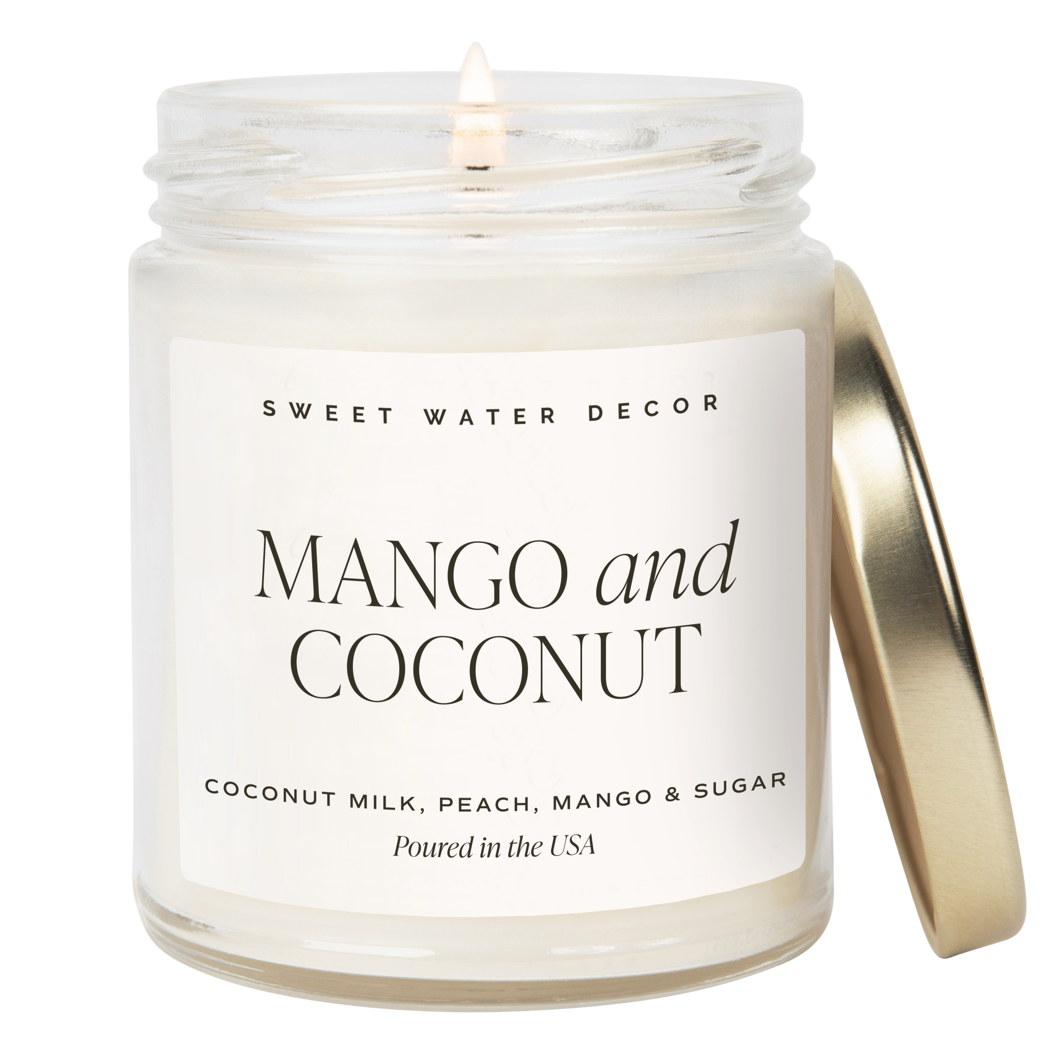 Mango and Coconut Soy Candle - Clear Jar - 9 oz - Sweet Water Decor - Candles