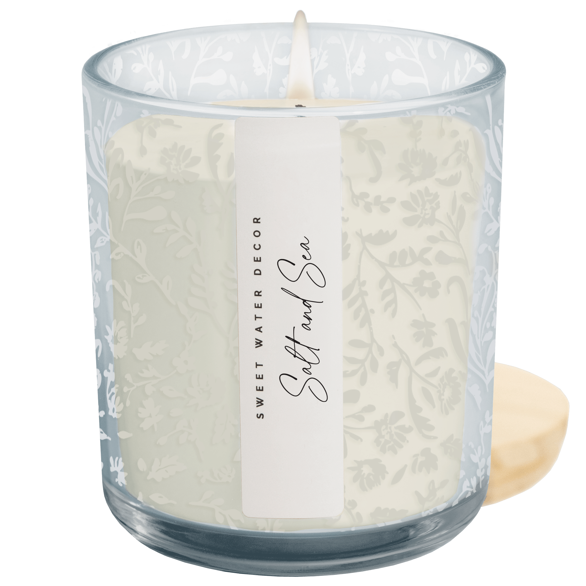 Salt and Sea Soy Candle - Blue Tinted Glass Jar - 12 oz - Sweet Water Decor - Candles