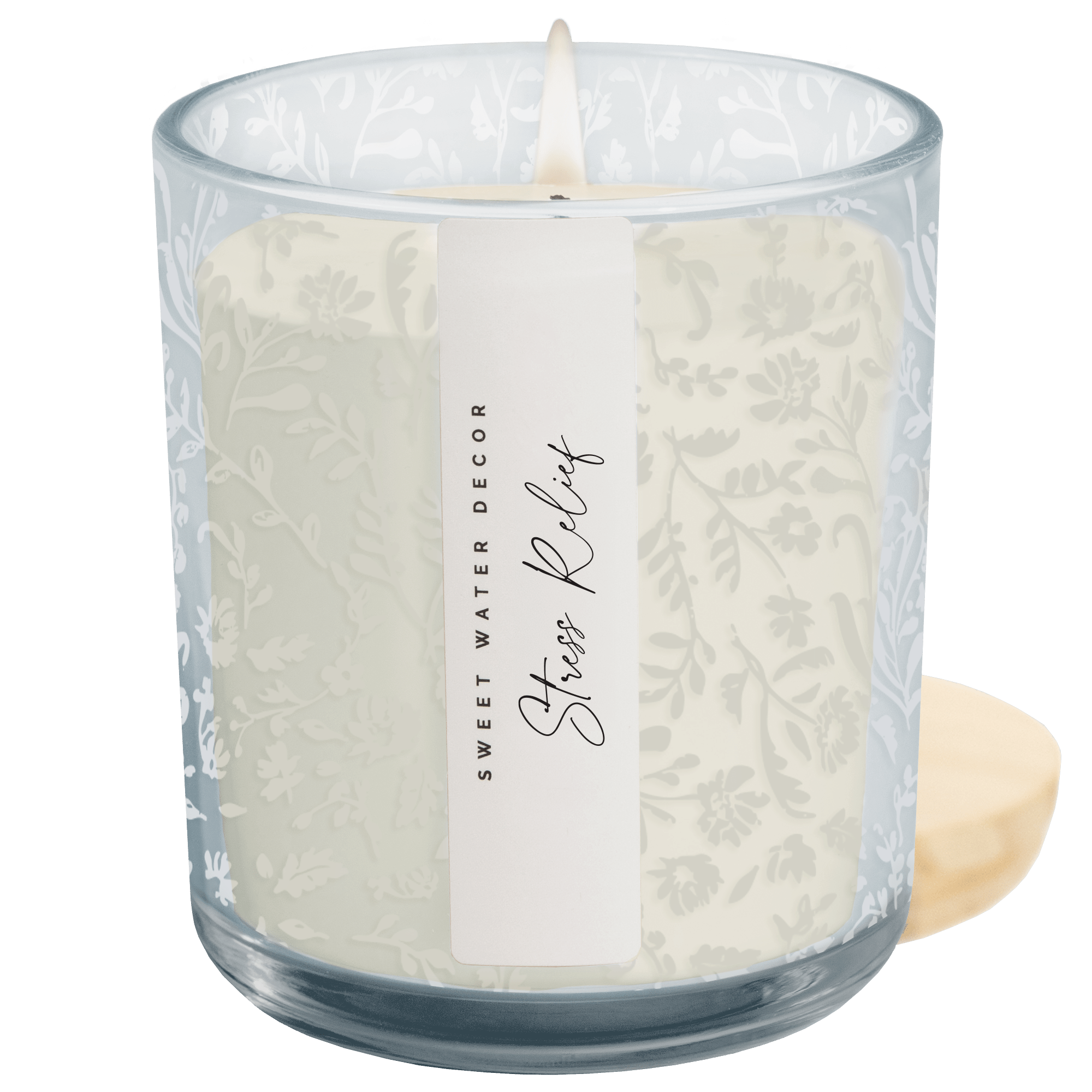 Stress Relief Soy Candle - Blue Tinted Glass Jar - 12 oz - Sweet Water Decor - Candles