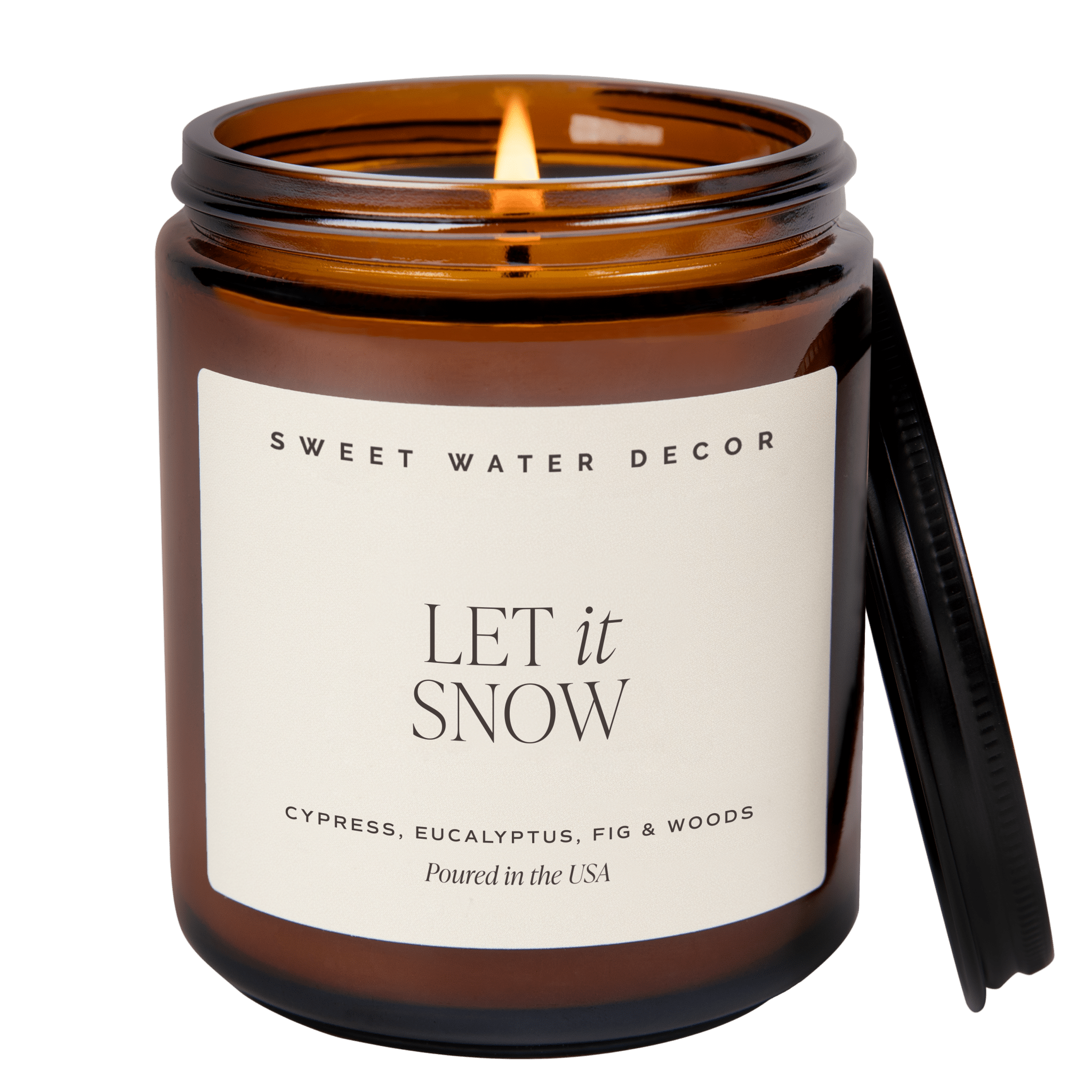 Let It Snow Soy Candle - 9 oz Amber Jar - Sweet Water Decor - Candles