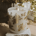 Gold Delft Soy Candle - White Translucent Tinted Glass Jar - 12 oz (Fresh Apple Blossom) - Sweet Water Decor - Candles