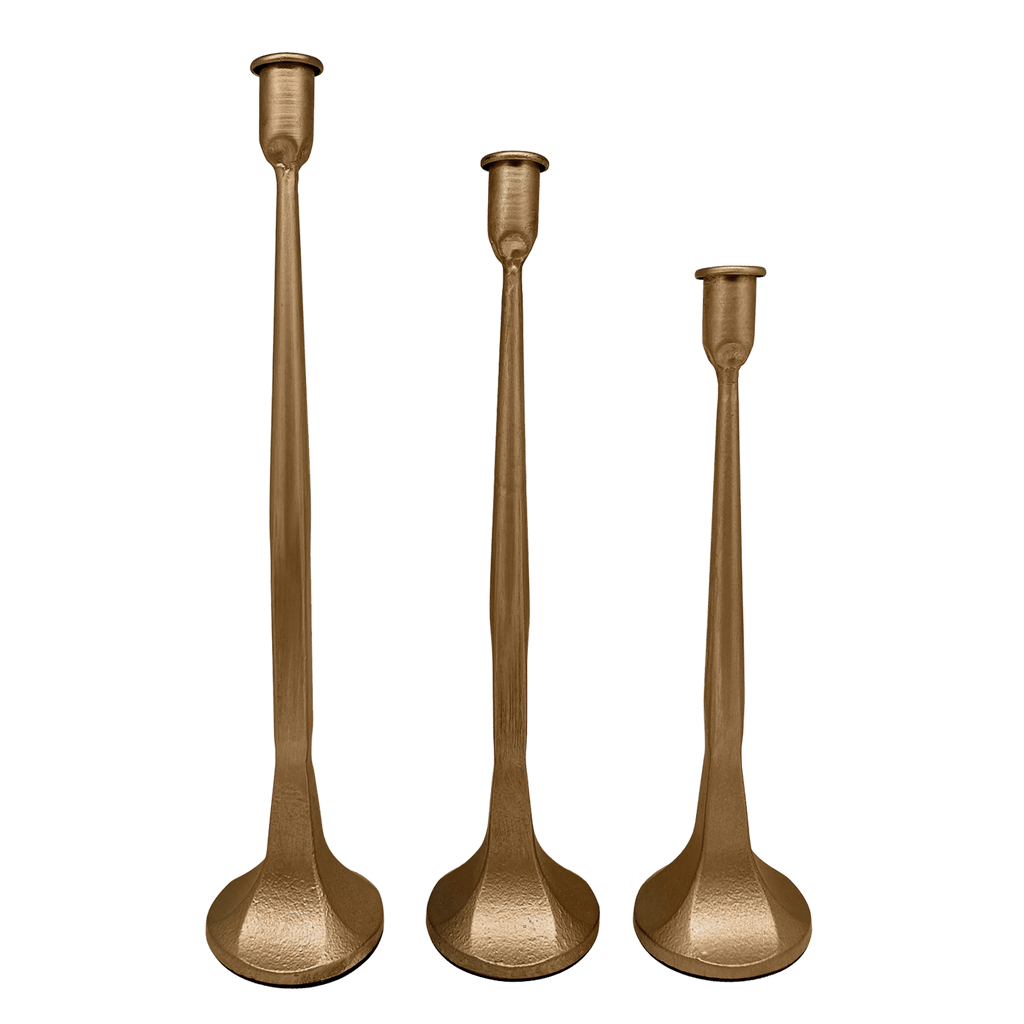 Gold Cast Iron Taper Candle Holders - Sweet Water Decor - taper holder