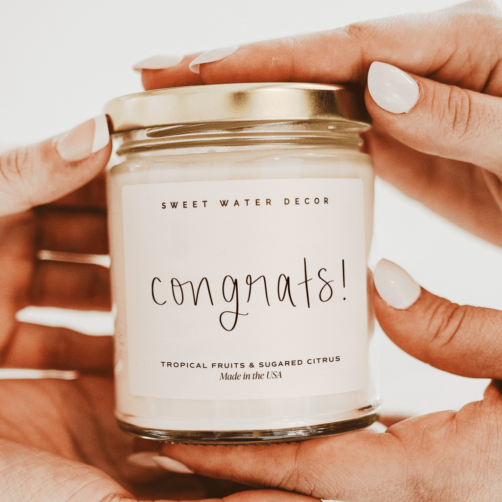 Congrats! Soy Candle - Clear Jar - 9 oz (Island AIr) - Sweet Water Decor - Candles
