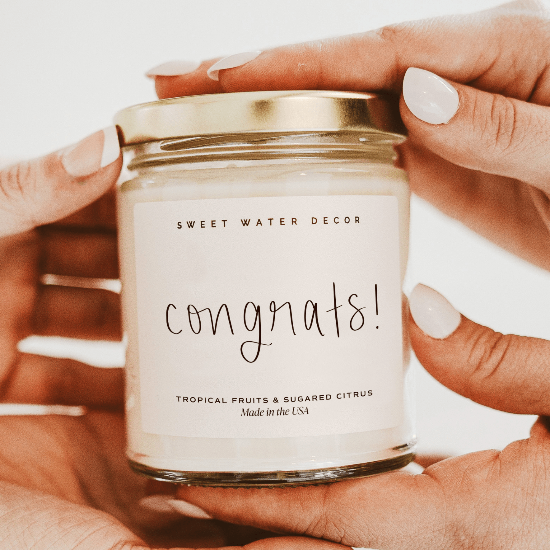 Congrats! Soy Candle - Clear Jar - 9 oz (Island AIr) - Sweet Water Decor - Candles