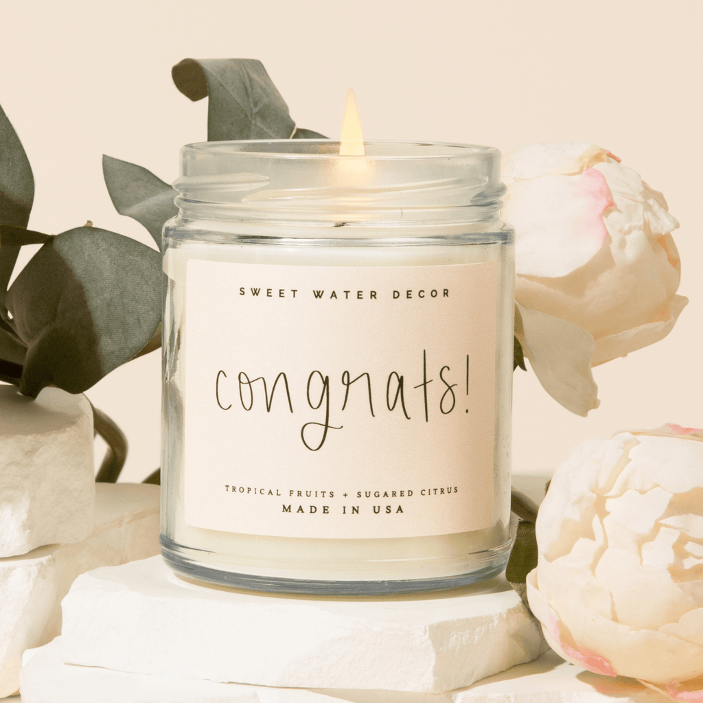 Congrats! Soy Candle - Clear Jar - 9 oz (Island AIr) - Sweet Water Decor - Candles