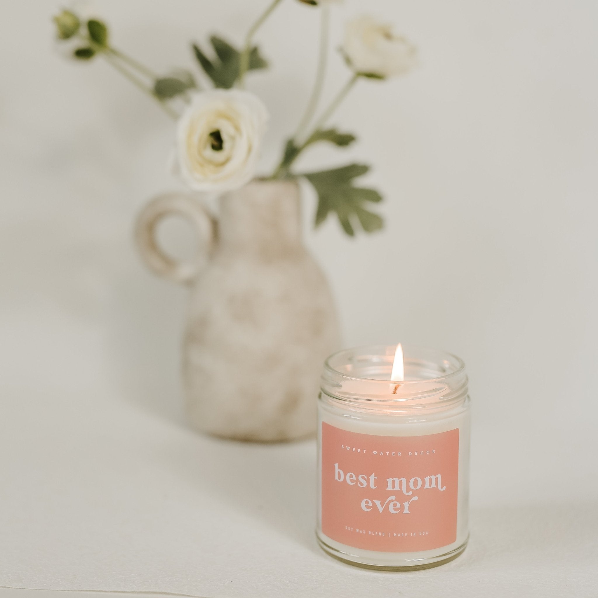 Best Mom Ever! Soy Candle - Clear Jar - 9 oz - Sweet Water Decor - Candles
