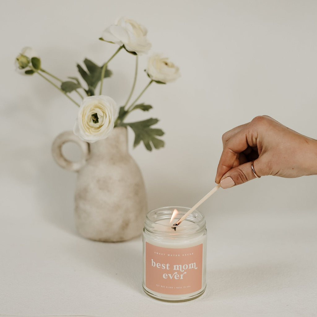 Best Mom Ever! Soy Candle - Clear Jar - 9 oz - Sweet Water Decor - Candles