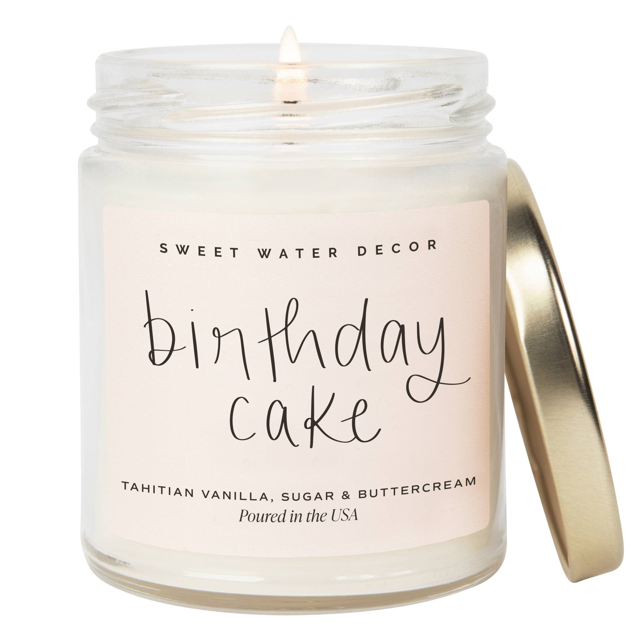 Birthday Cake Soy Candle - Clear Jar - 9 oz - Sweet Water Decor - Candles