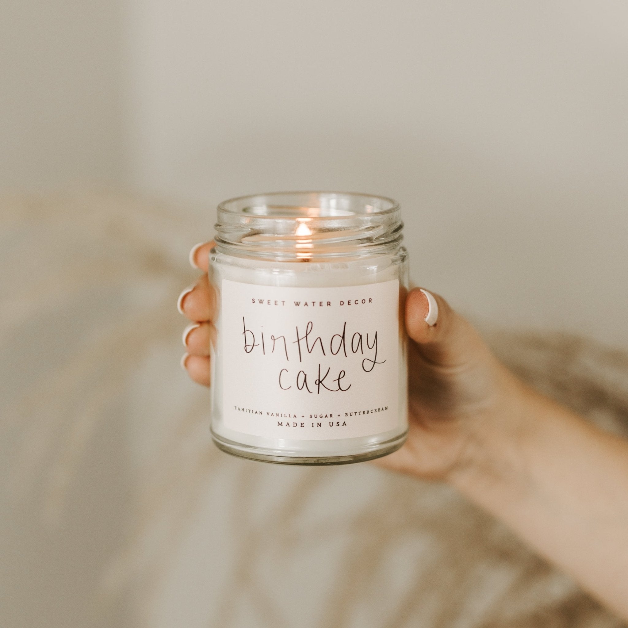 Birthday Cake Soy Candle - Clear Jar - 9 oz - Sweet Water Decor - Candles