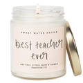 Best Teacher Ever Soy Candle - Clear Jar - 9 oz (Salt and Sea) - Sweet Water Decor - Candles