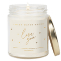 Love You Soy Candle Patterned - Clear Jar - 9 oz (Driftwood and Mahogany) - Sweet Water Decor - Candles