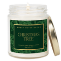 Christmas Tree Soy Candle - Patterned Clear Jar - 9 oz - Sweet Water Decor - Candles