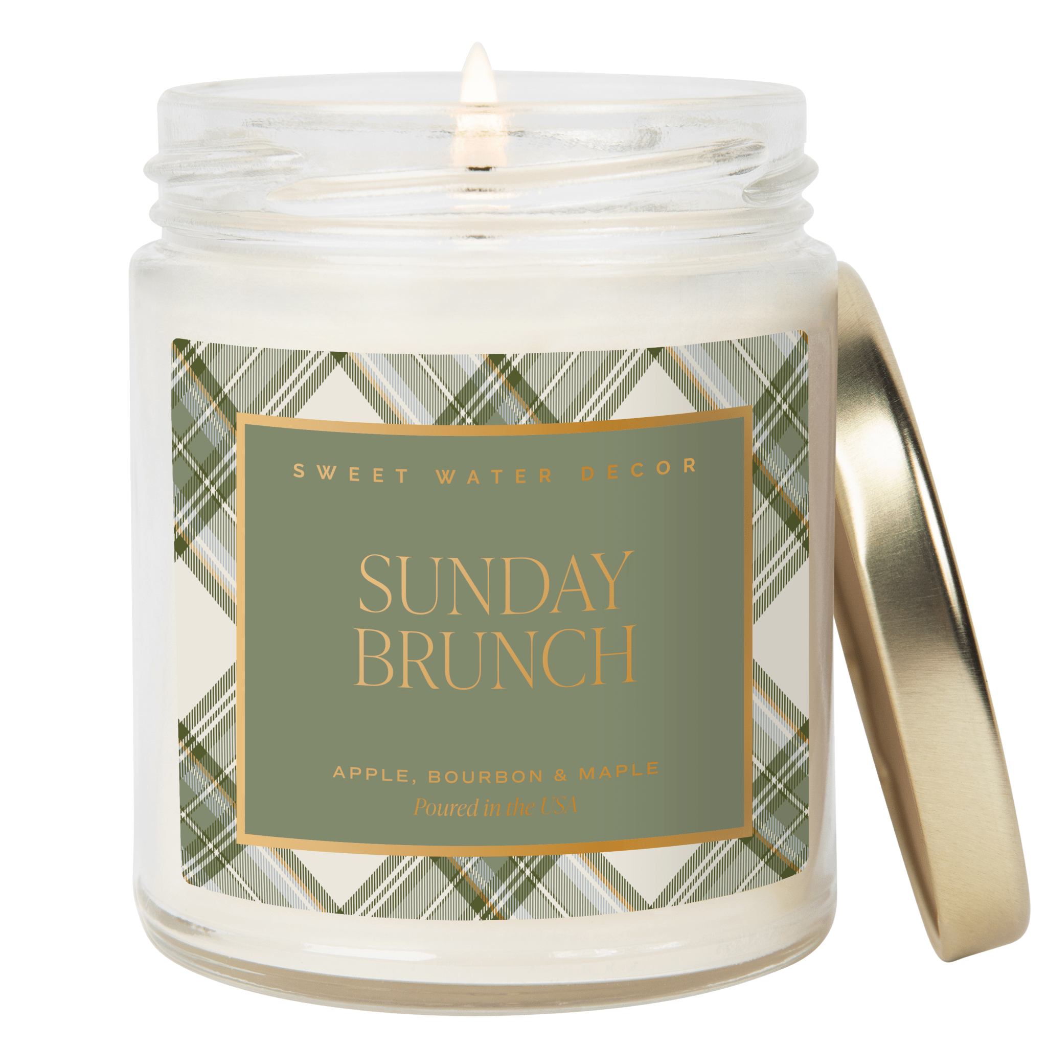 Sunday Brunch Soy Candle - Clear Patterned Jar - 9 oz - Sweet Water Decor - Candles