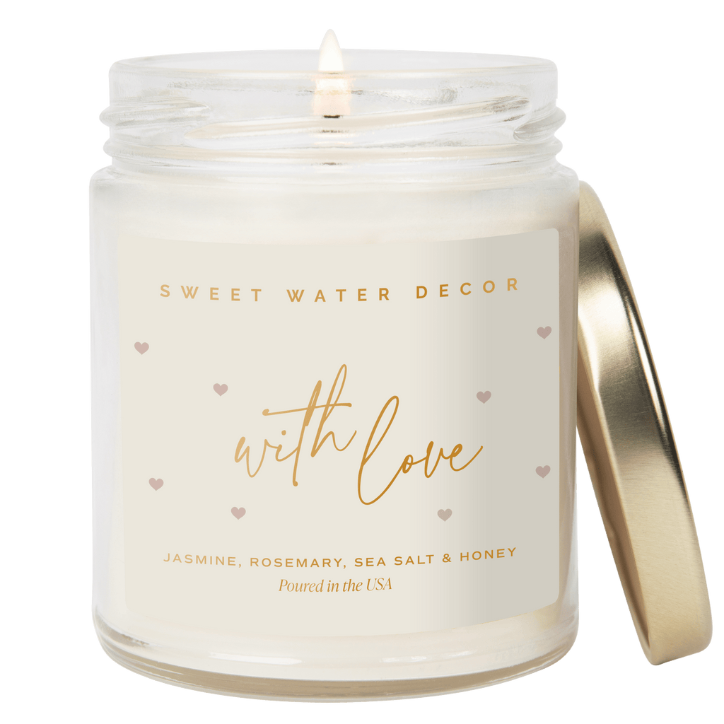 With Love Soy Patterned Candle - Clear Jar - 9 oz - Sweet Water Decor - Candles