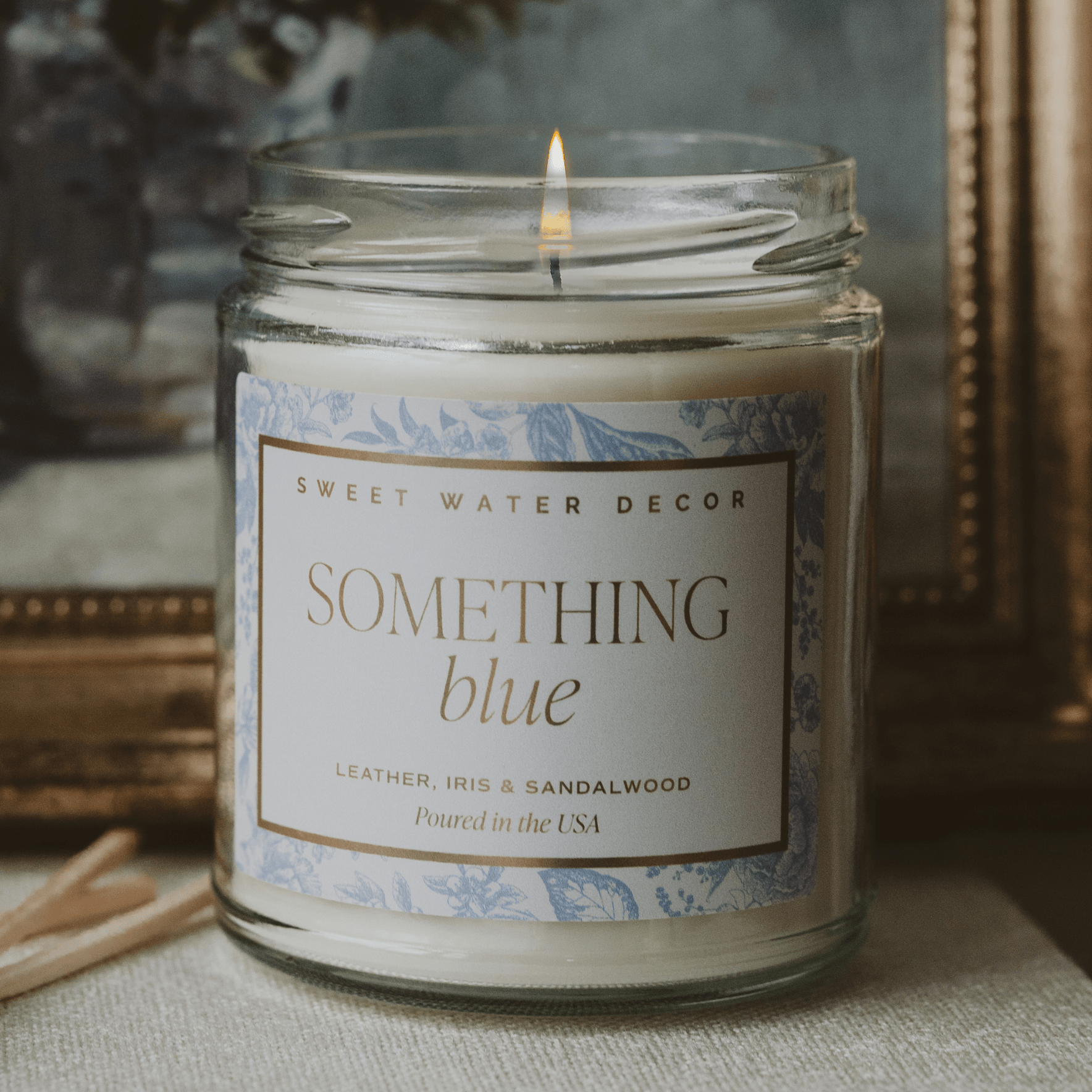 Something Blue Soy Candle - Clear Jar - 9 oz - Sweet Water Decor - Candles