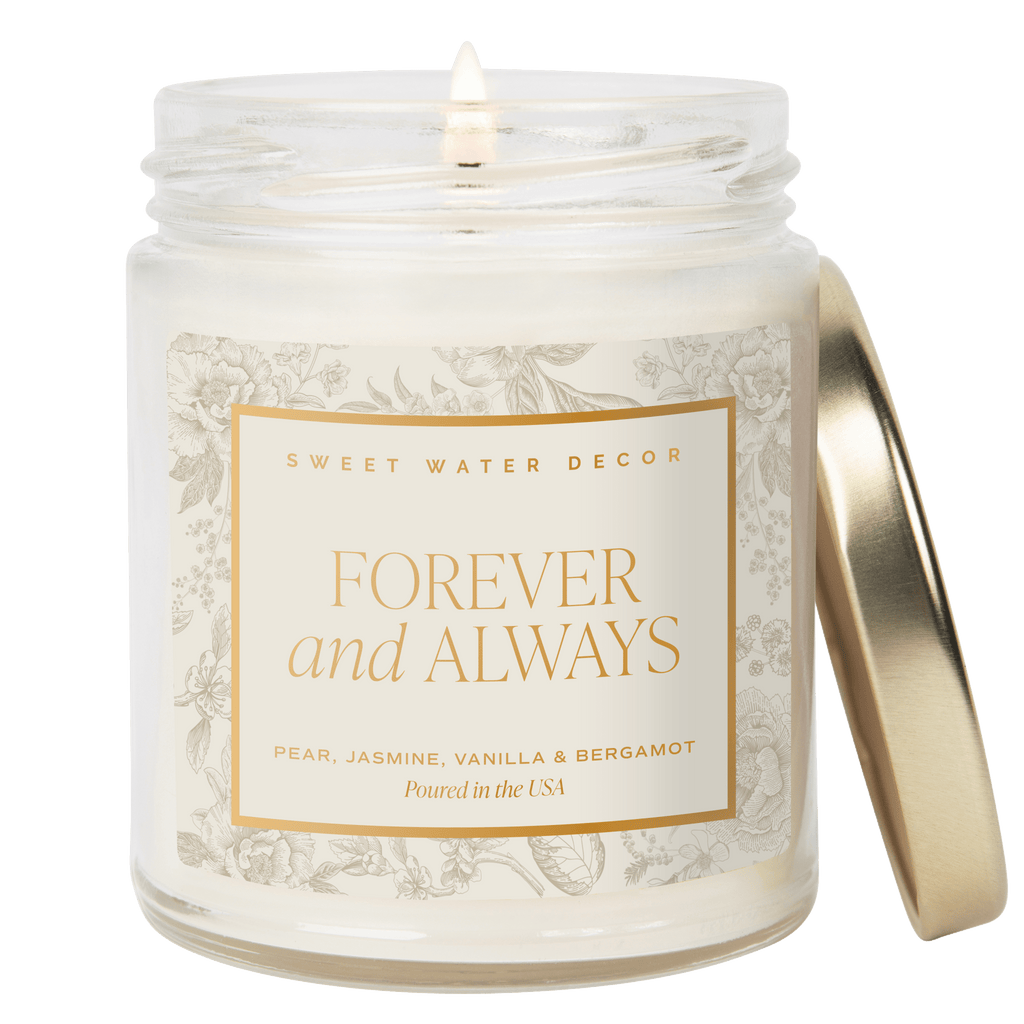 Forever and Always Soy Candle - Clear Jar - 9 oz - Sweet Water Decor - Candles