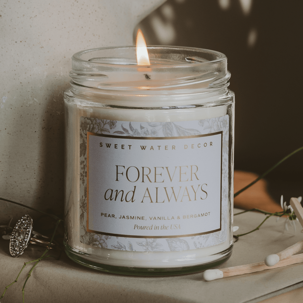 Forever and Always Soy Candle - Clear Jar - 9 oz - Sweet Water Decor - Candles