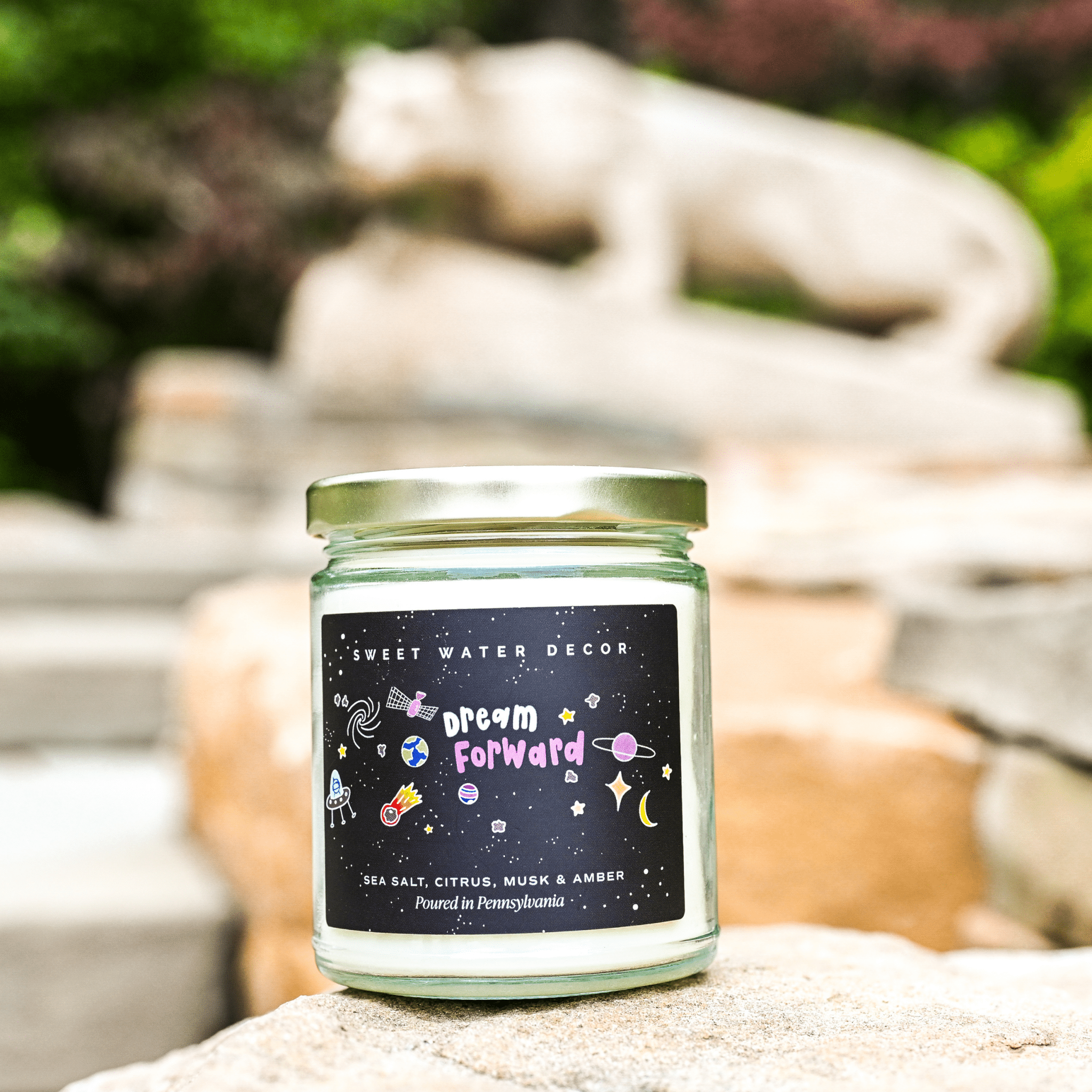 Dream Forward THON Soy Candle - Clear Jar - 9 oz - Sweet Water Decor - Candles