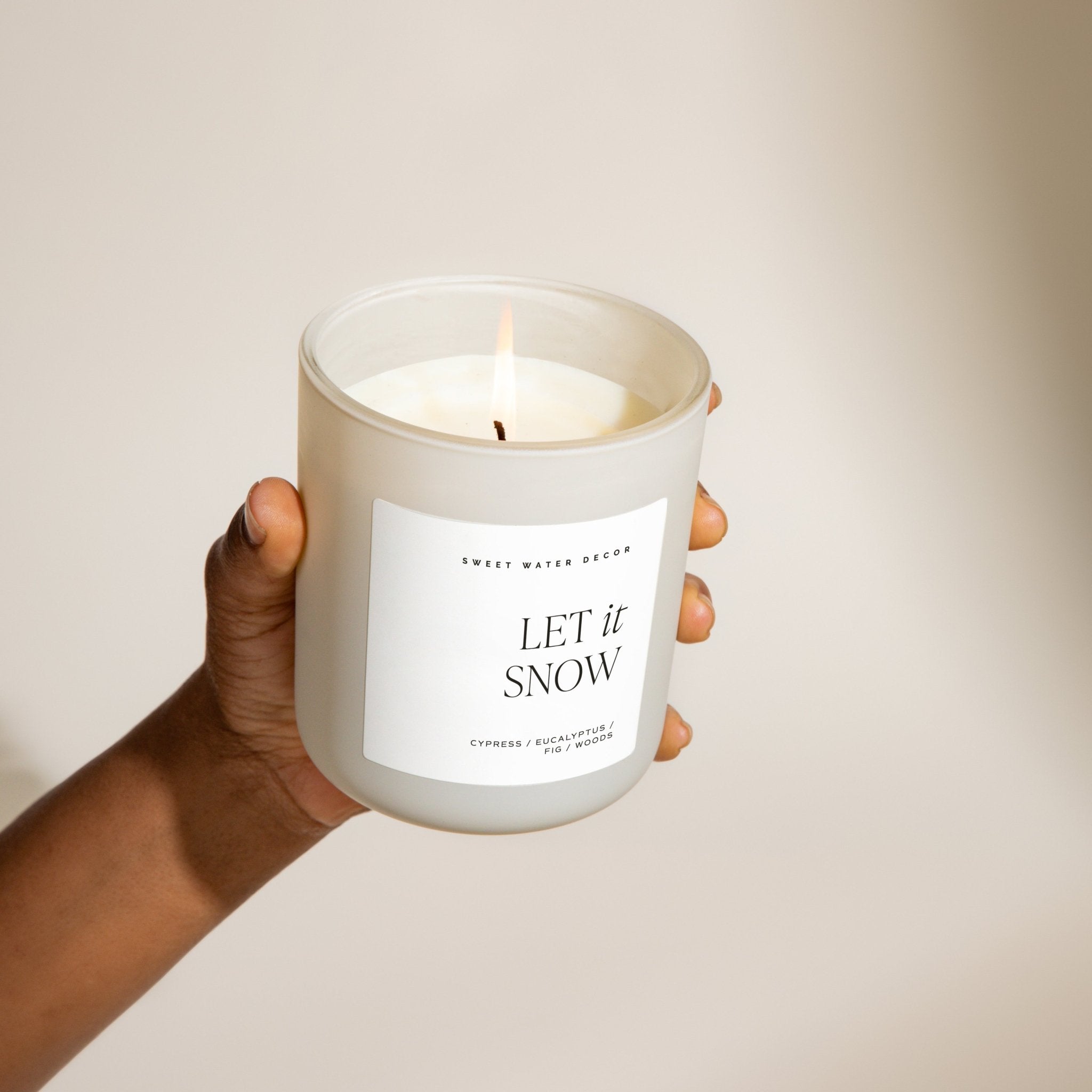 Let It Snow Soy Candle - Tan Matte Jar - 15 oz - Sweet Water Decor - Candles