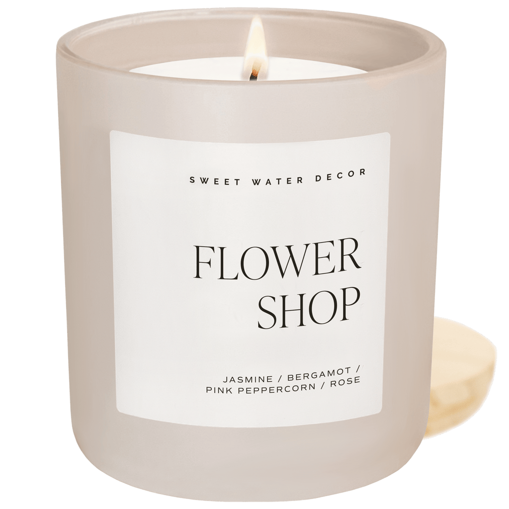 Flower Shop Soy Candle - Tan Matte Jar - 15 oz - Sweet Water Decor - Candles