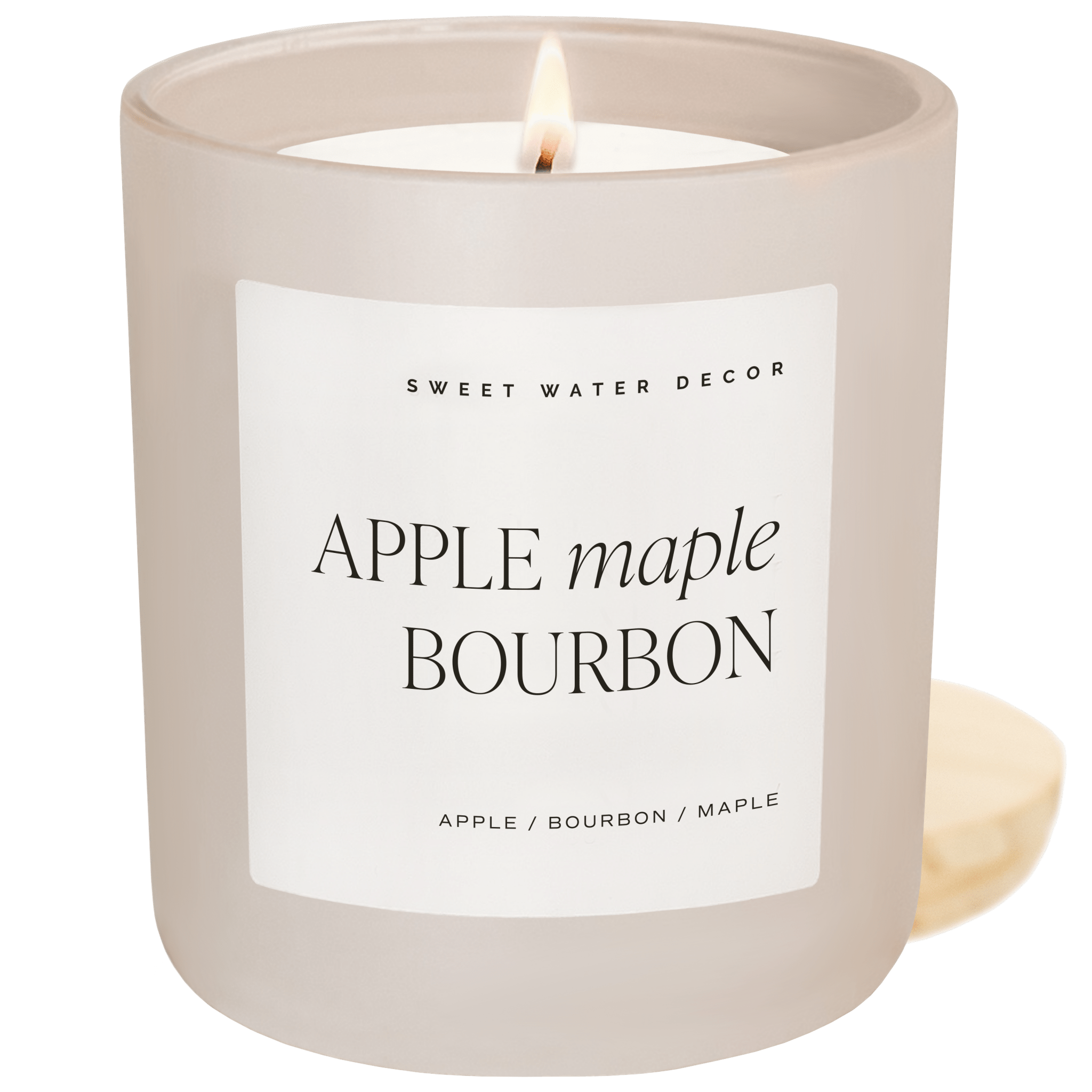 Apple Maple Bourbon Soy Candle - Tan Matte Jar - 15 oz (Sunday Brunch) - Sweet Water Decor - Candles